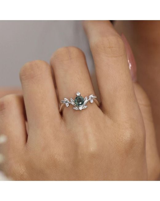 Azura Jewelry New York White Willow Moss Agate Ring Vermeil