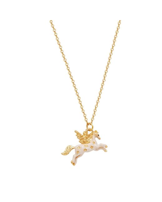 Fable England Metallic Pegasus Necklace & Huggie Earrings Set