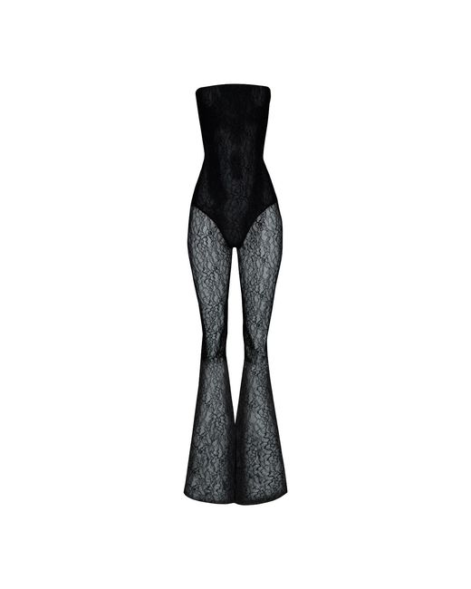 Vestiaire d'un Oiseau Libre Black Lace Flared Jumpsuit