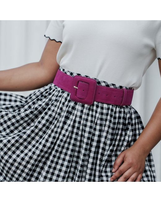 BeltBe Purple Suede Square Buckle Belt