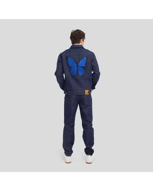 Maui X Lolita Blue Monarch Dark Denim Jacket for men