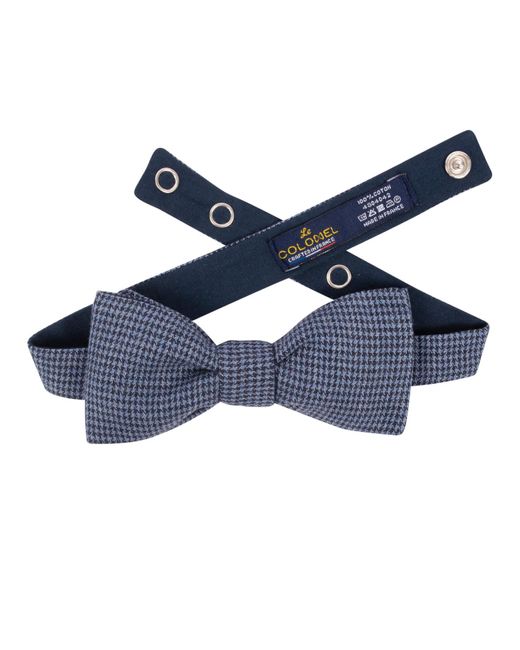 LE COLONEL Blue Houndstooth Bow Tie for men