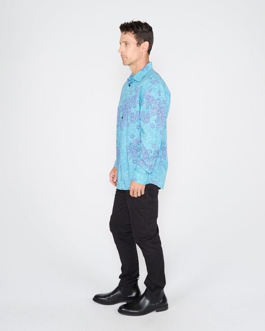 Lords of Harlech Blue Nigel Montgat Paisley Shirt for men