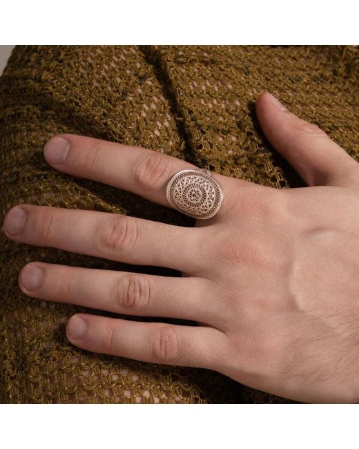 Far East Jewelry Gray Handcrafted Drumbeat Ring