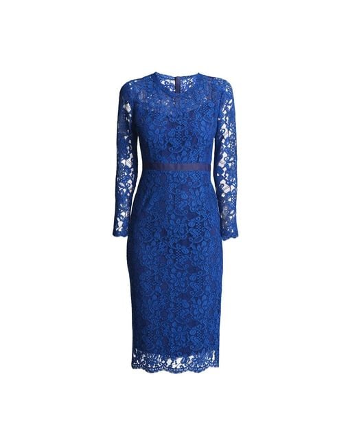 Rumour London Blue Chiara Long Sleeve Lace Dress