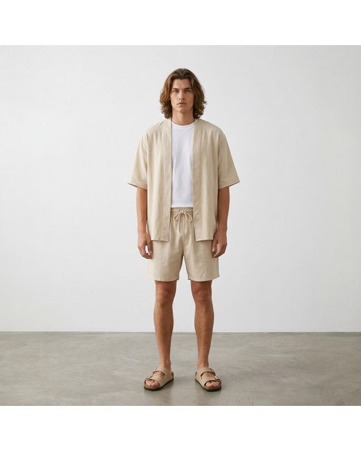 ORIGIN OF HEARTS Natural Neutrals Vela Linen Resort Co-Ord Set for men