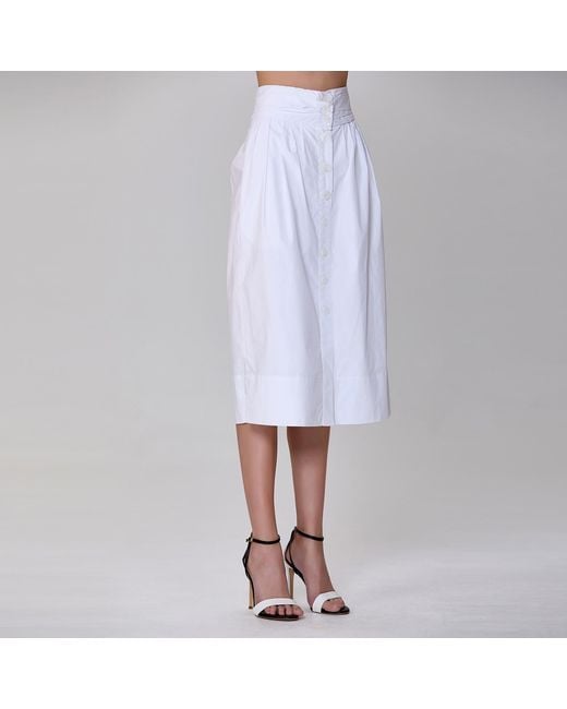 Smart and Joy White Buttoned Straight Skirt