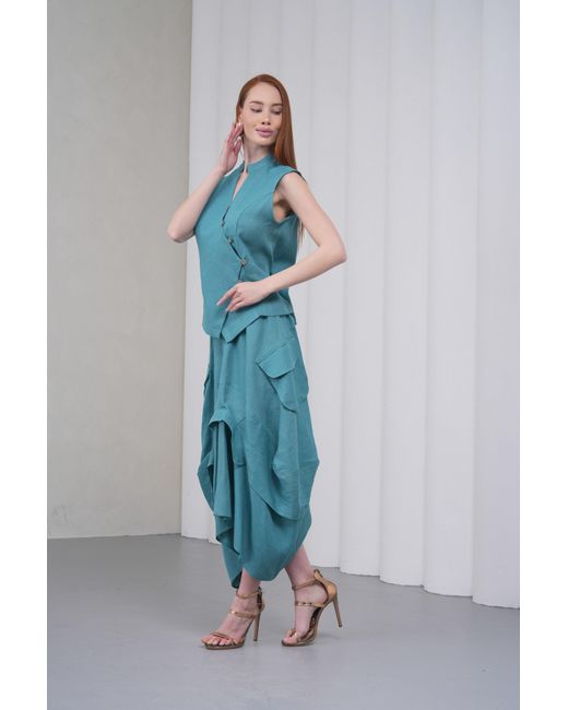 Lumina Eligma Blue The Collar Linen Skirt