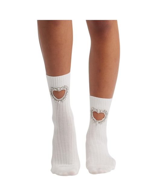 HIGH HEEL JUNGLE by KATHRYN EISMAN White Gem Crystal Heart Sock