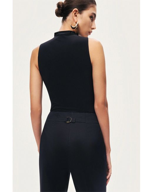 Nocturne Black Draped Mesh-Panel Bodysuit