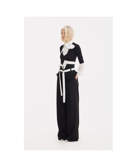 Julia Allert Black Flared Pants With Corset Waistband