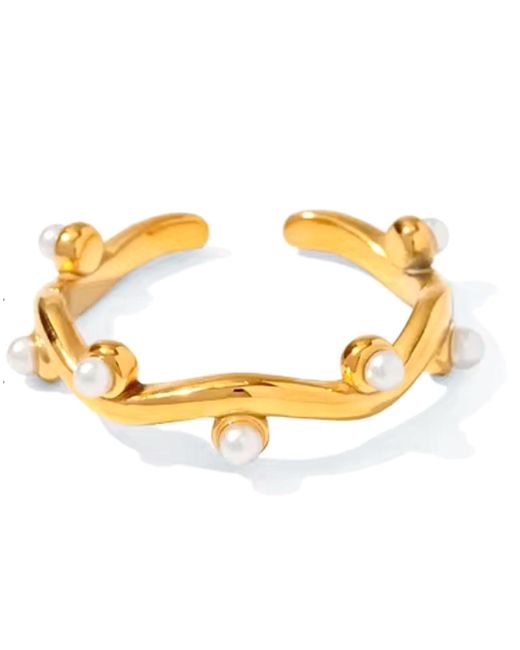 Olivia Le Metallic Emelia Dainty Pearl Ring