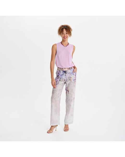 Lalipop Design Gray Abstract Floral Print Wide-Leg Pants