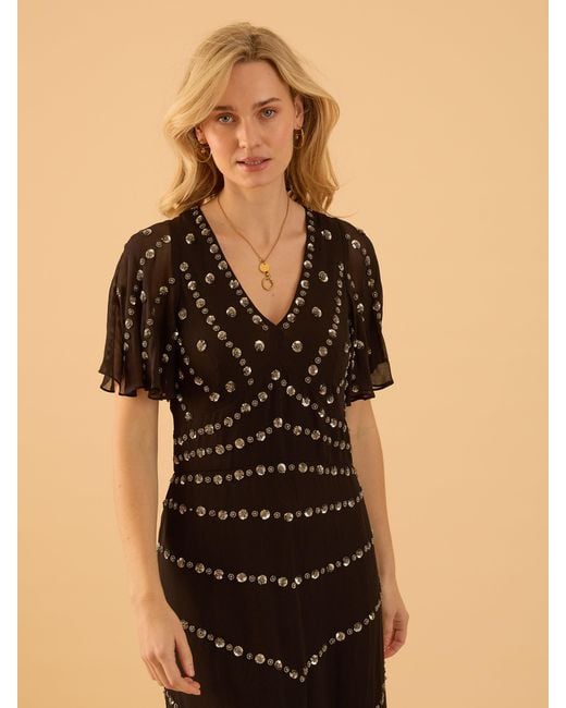 Rose & Nancy Black Rose Sequin Maxi Dress