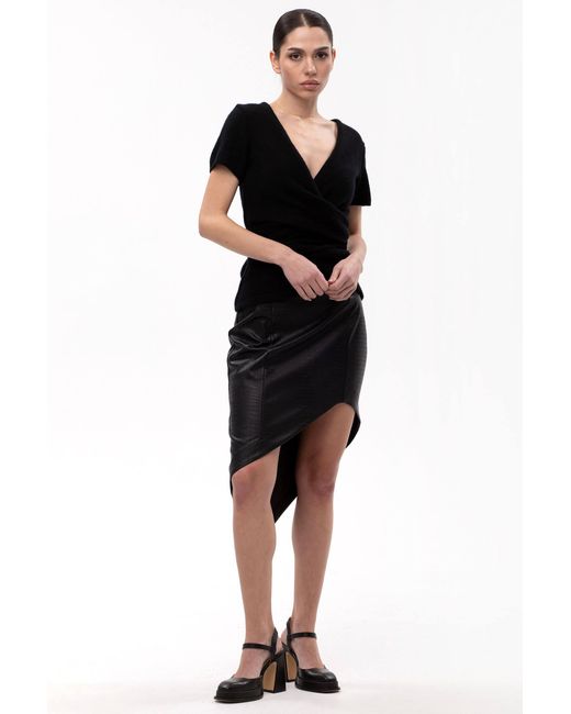 Maison Bogomil Black Soft Knit Wrapped Blouse