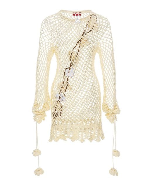 Andreeva White Vanilla Handmade Crochet Top-Dres