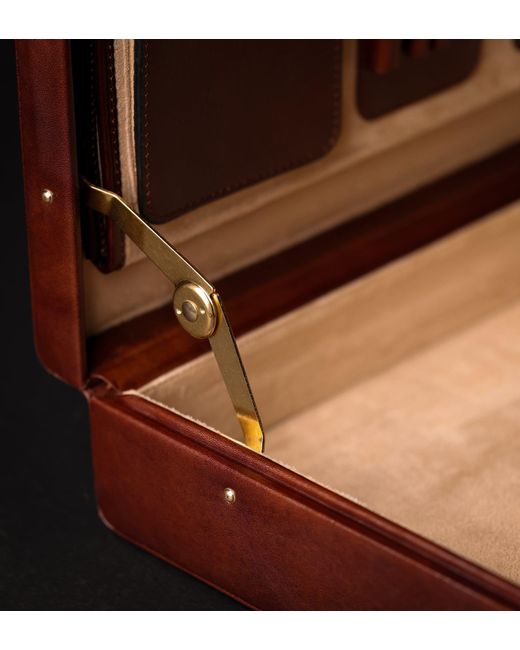 Time Resistance Brown Leather Attaché Case Briefcase for men