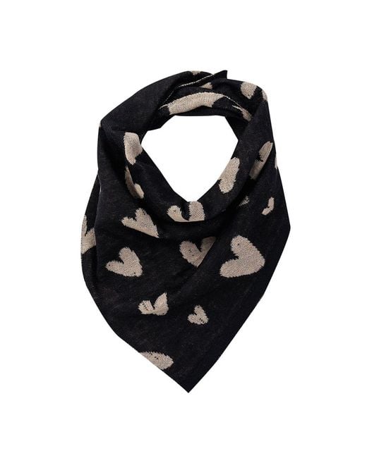 Mohair&Angora Black Mohair Foulard Hearts