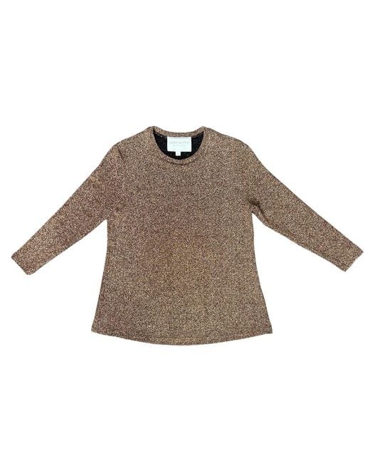 Lindsay Nicholas New York Brown Disco Glitter Bracelet Sleeve Top