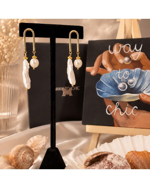 Way to Chic White Unique Pearl Earrings