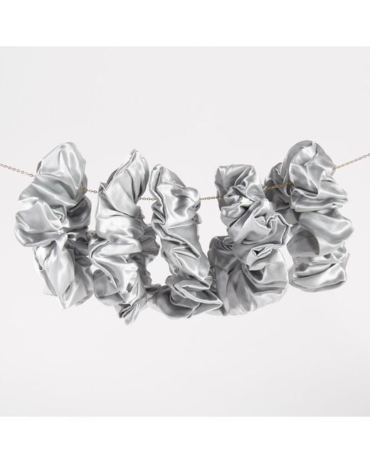 Soft Strokes Silk Metallic Pure Mulberry Silk French Scrunchie Set Of Five