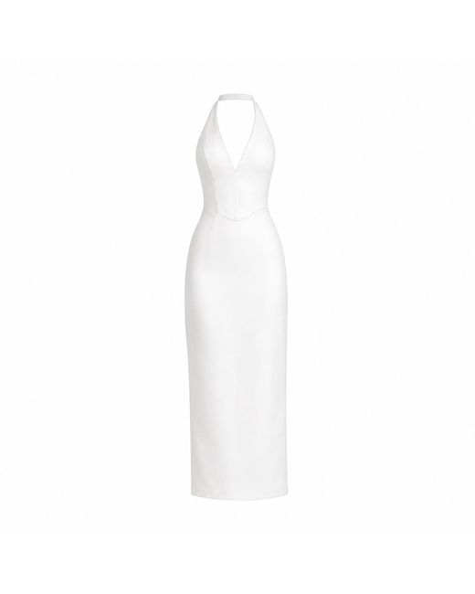 Icon Leva White Isla Cotton Halter Corset Dress