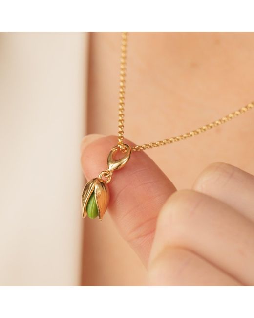 Lily Charmed Metallic Plated Pistachio Charm Necklace