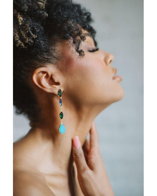 The Pink Reef Blue Elongated Jewel Drop