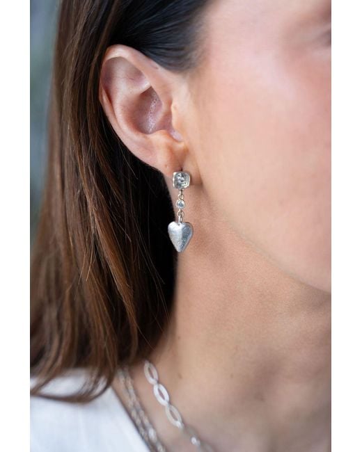 Loni Paul Jewelry Gray Heart Dangle Earrings
