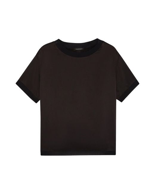 The Summer Edit Black Cloe Silk T-Shirt