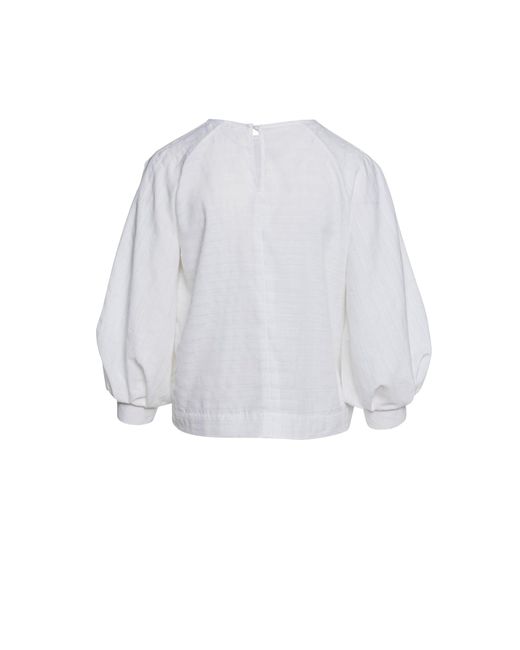 Conquista White Bishop Sleeve Jacquard Top