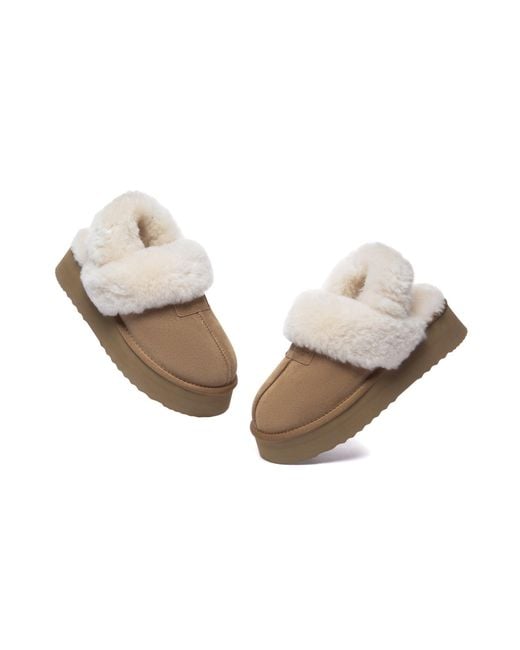 EverAu Australia Metallic Fantail Leather Slippers With Two Removable Straps