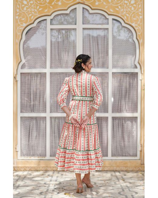 Echo of Pink Pink Midi Dress Block Print Dress Maple Dress