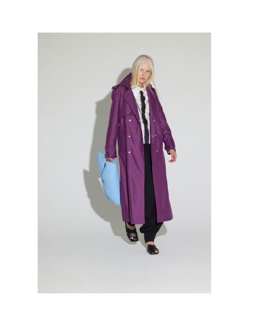 Julia Allert Purple Belted Classic Longline Trench Coat