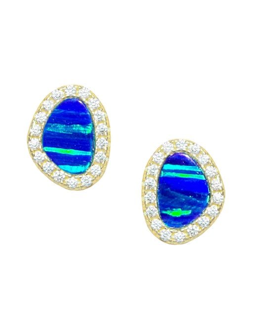 KAMARIA Blue Opal Pebble Stud Earrings