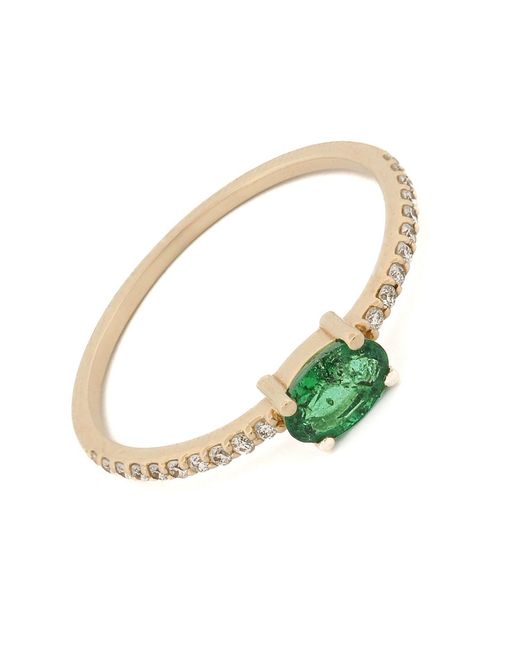 Ebru Jewelry Green Emerald Harmony Diamond Solid Ring