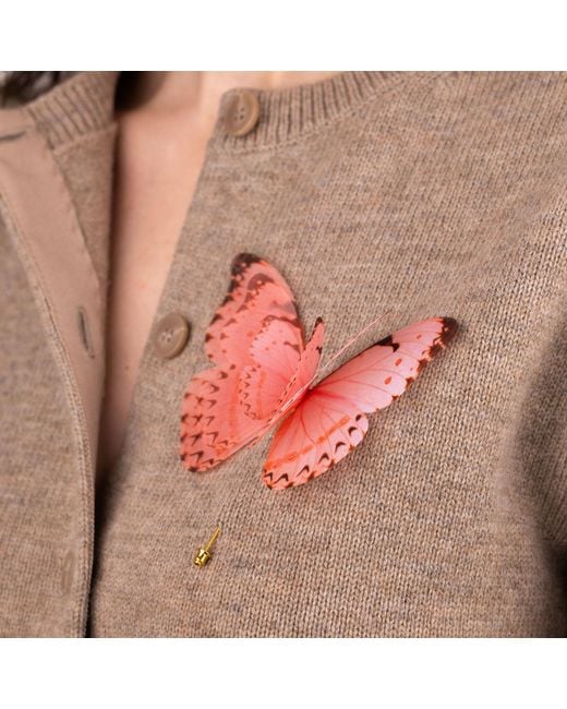 Oana Savu Pink Silk Butterfly Brooch Pin Fairy Goddess Accessory