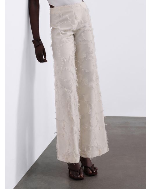 Sélone White Jora Fringe Trousers
