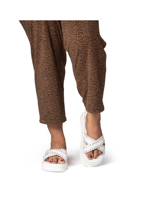 Rettrose White The Willow Luxury Cross Over Embellished Slides