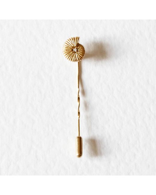 Lee Renee Metallic Ammonite Diamond Tie Pin –Twist Tie Pin – for men
