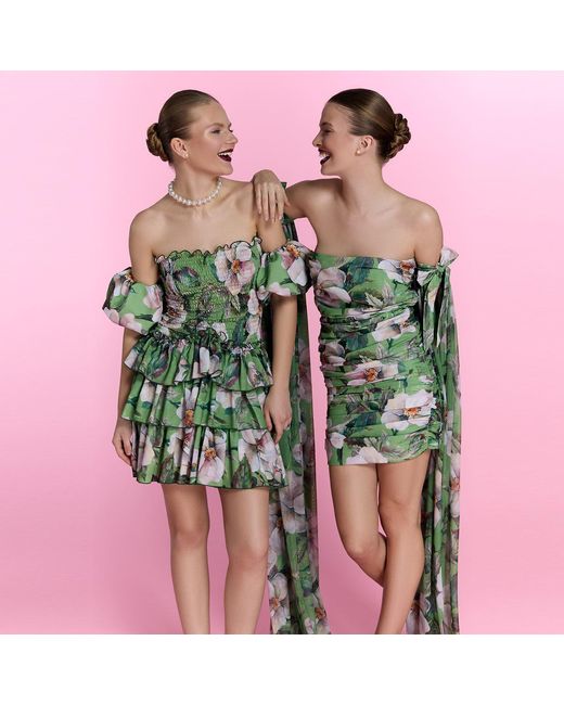 Nur Karaata Green Poppy Reverie Dress