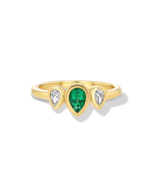 Jewelbird Yellow Emerald And Diamond Pear Ring