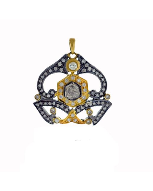 Artisan Blue 925 Sterling Silver Pave Diamond Designer Pendant 14k Gold Jewelry