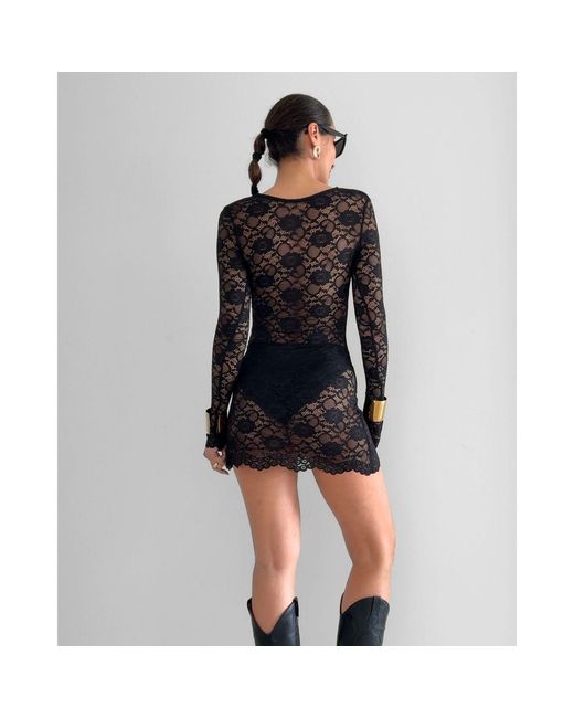 Alia Studio Black Améthyste Mini Mesh Dress