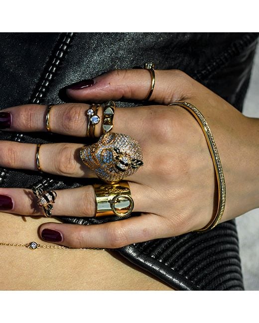 SALLY SKOUFIS Metallic Destiny Palm Cuff With Made Diamonds