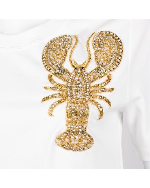 House of Laines London White Laines Couture Embellished Lobster T-Shirt