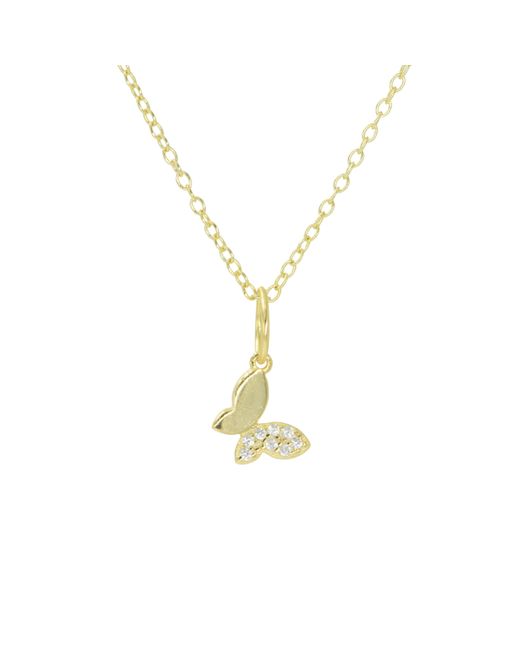 KAMARIA Metallic Mini Butterfly Charm Necklace With Crystals