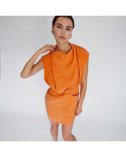 Mirimalist Orange Cupro Mini Dress Oranj