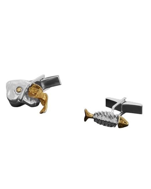 Simon Kemp Jewellers Metallic Piranha Cufflinks for men
