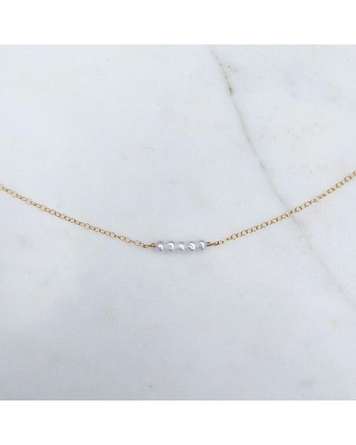 Kiri & Belle Metallic Eliana Tiny Pearl Bar Filled Necklace